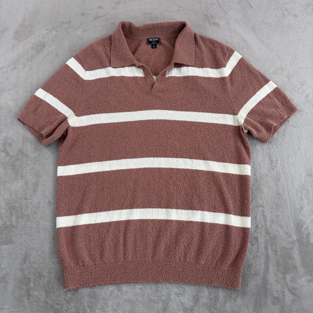 Todd Snyder Boucle Stripe Johnny Collar Polo in Tuscan Terracotta Men Large
